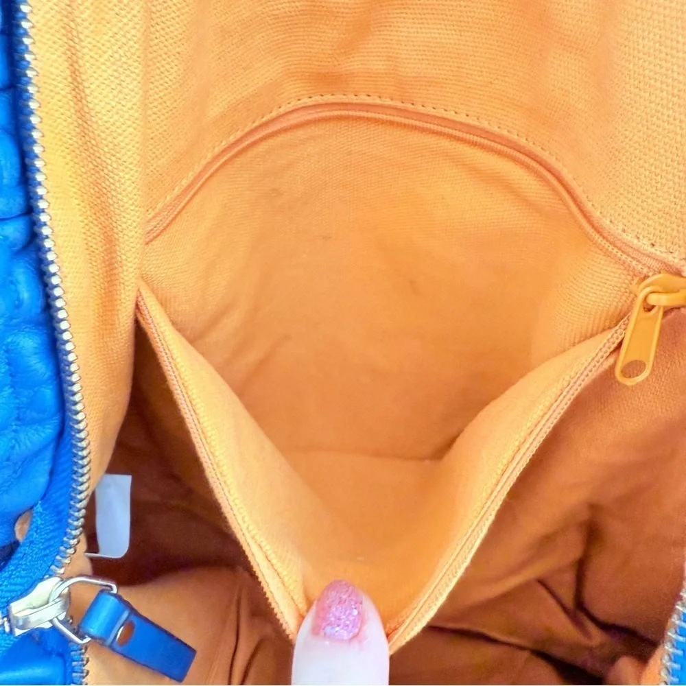 Vintage Hype Blue Leather Studded Oversized Hobo Shoulder Bag